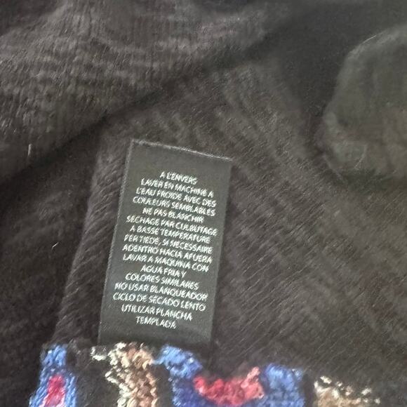 Max Jeans Small Black Top Geometric Print on Back Long Sleeve Cotton Blend - Picture 4 of 6